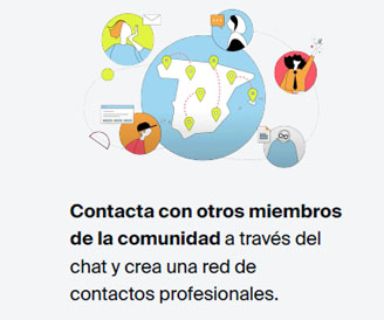 Contacta con otros miembros de la comunidad a través del chat y crea una red de contactos profesionales.