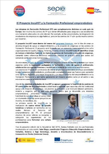 El Proyecto IncuVET y la Formación Profesional emprendedora