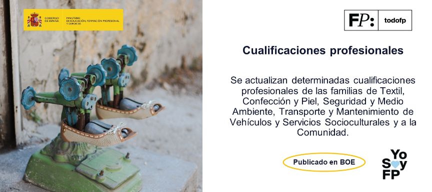 Publicación en BOE sobre actualización y supresión de cualificaciones profesionales