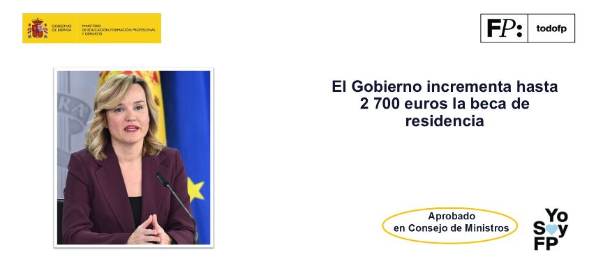 El Gobierno incrementa hasta los 2 700 euros la beca de residencia, que beneficiará a más de 100 000 alumnos y alumnas, la mayor parte de zonas rurale