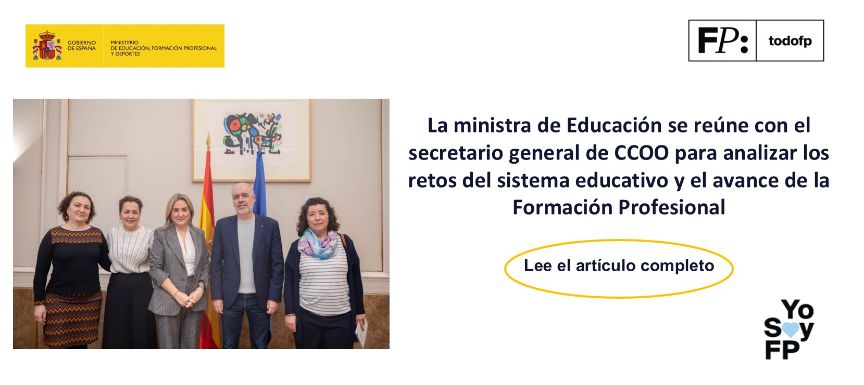La ministra de Educación se reúne con el secretario general de CCOO para analizar los retos del sistema educativo y el avance de la FP