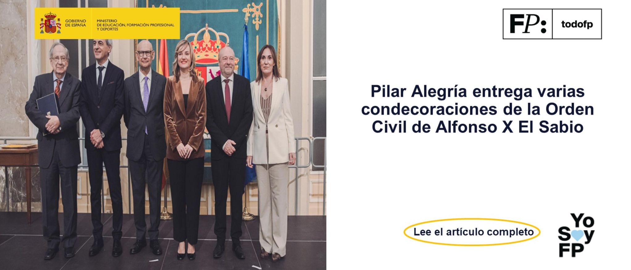 Pilar Alegría entrega varias condecoraciones de la Orden Civil de Alfonso X El Sabio