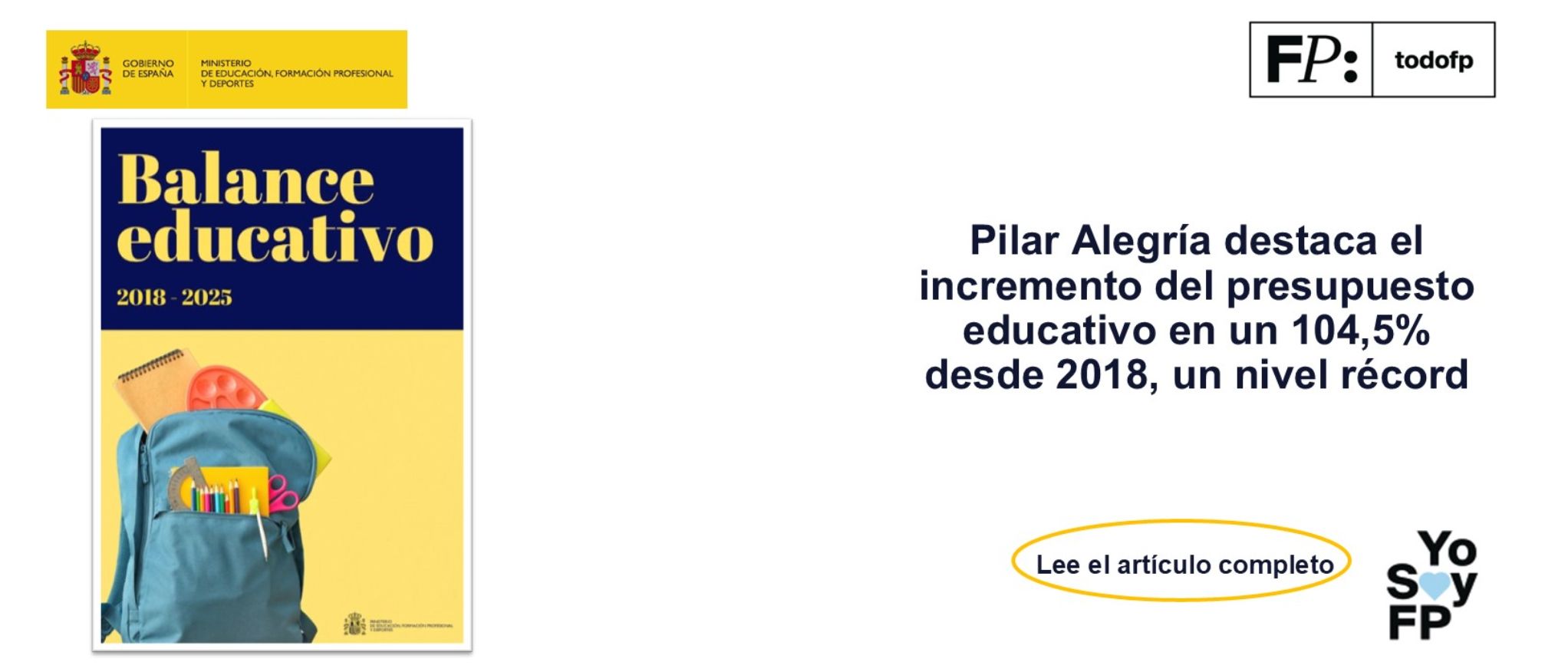 Pilar Alegría destaca el incremento del presupuesto educativo en un 104,5% desde 2018, un nivel récord