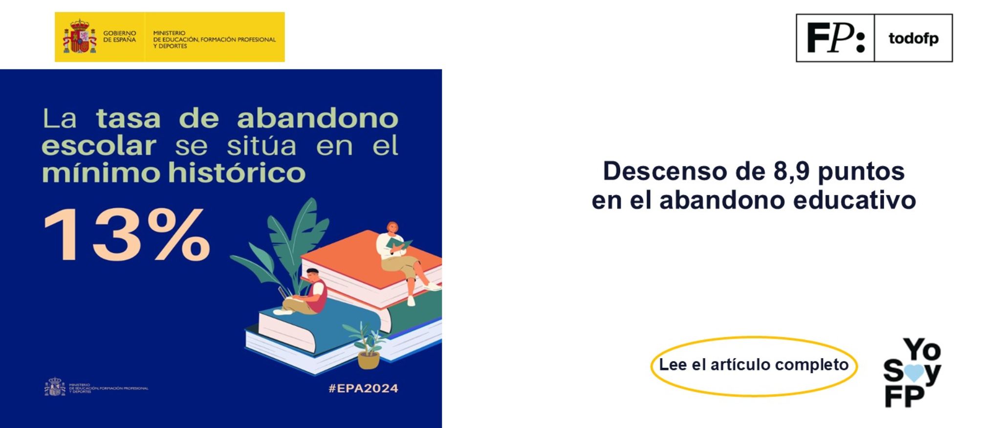 El abandono educativo temprano marcó en 2024 su mínimo histórico con un 13%