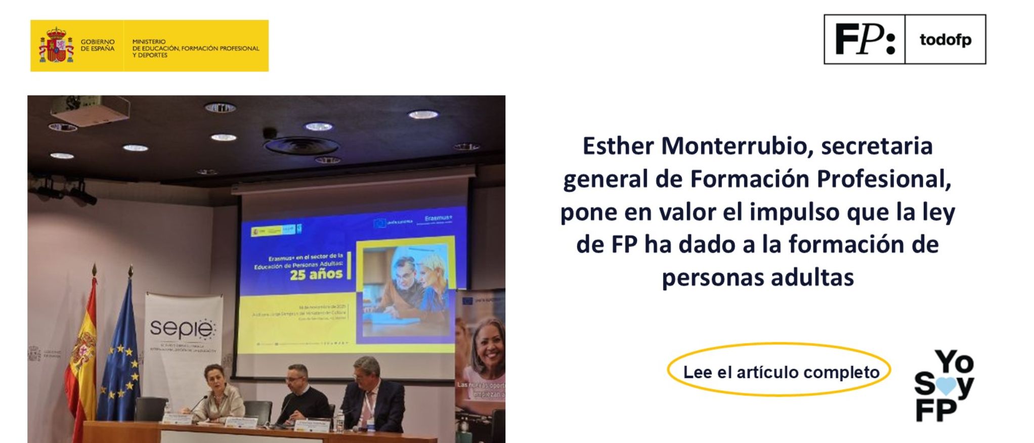 Esther Monterrubio, secretaria general de Formación Profesional, pone en valor el impulso que la ley de FP ha dado a la formación de personas adultas