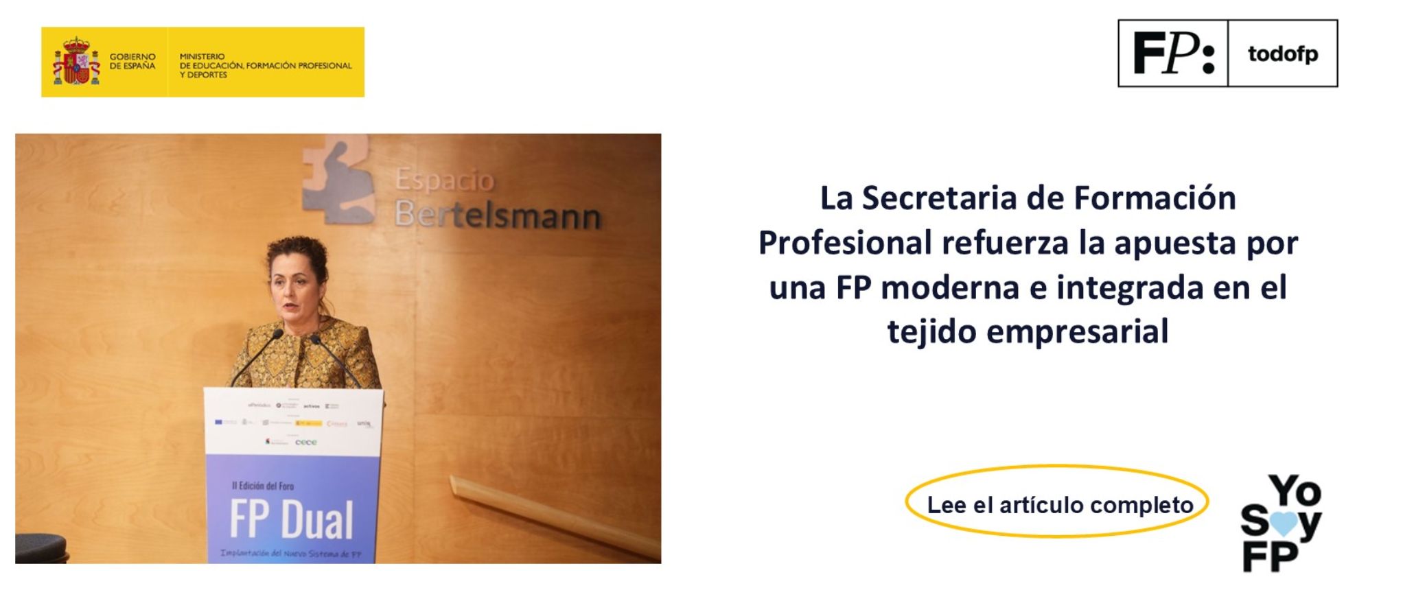 La secretaria de Formación Profesional refuerza la apuesta por una FP moderna e integrada en el tejido empresarial