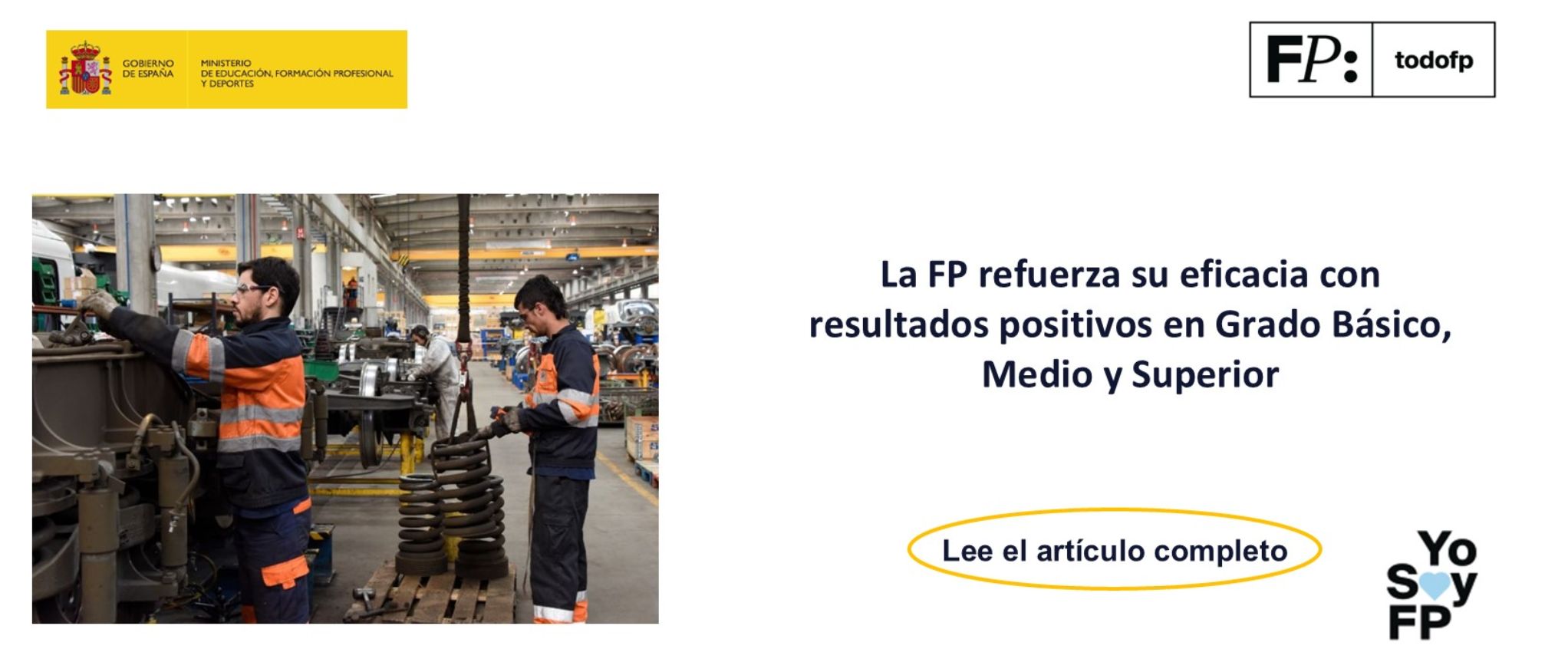 La FP refuerza su eficacia con resultados positivos en Grado Básico, Medio y Superior