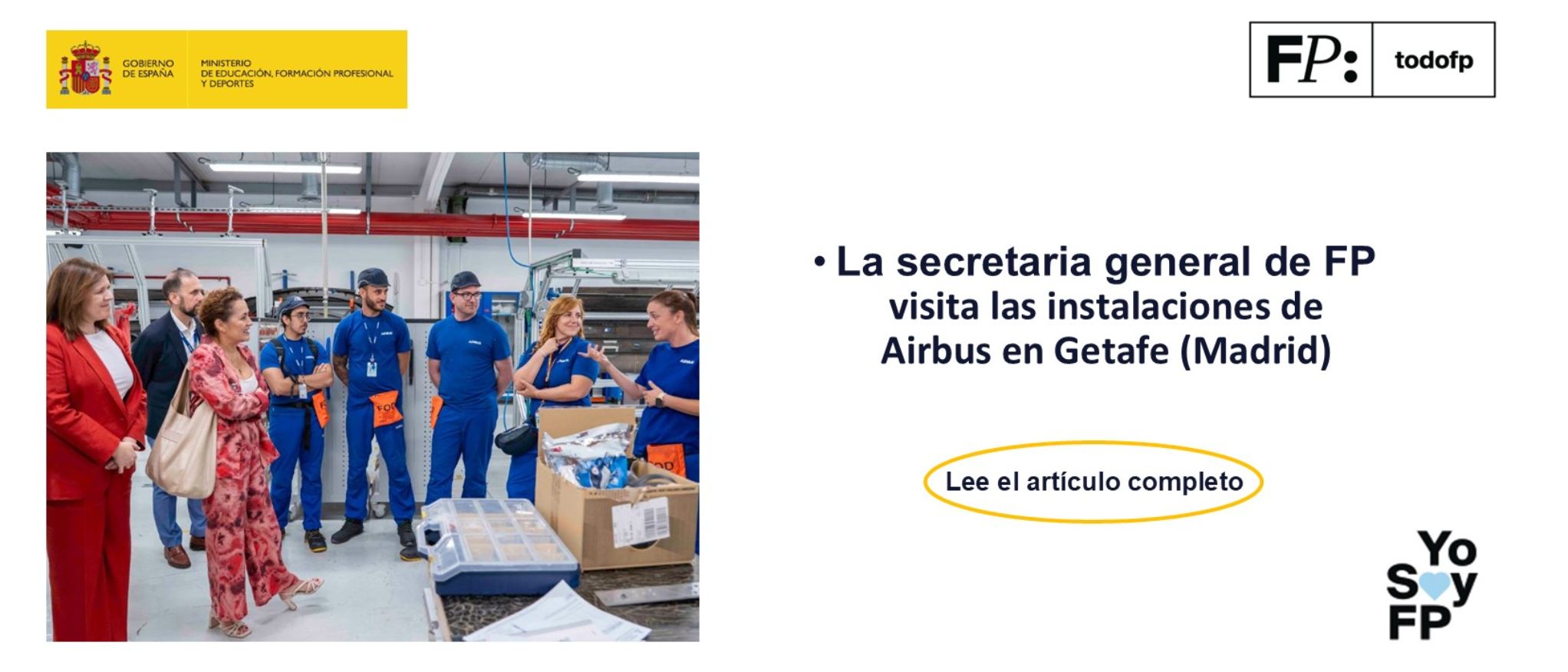 Visita de la secretaria general de Formación Profesional, Esther Monterrubio, a las instalaciones de Airbus en Getafe (Madrid)