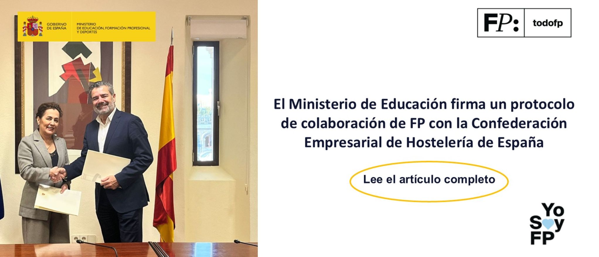 El Ministerio de Educación firma un protocolo de colaboración de FP con la Confederación Empresarial de Hostelería de España