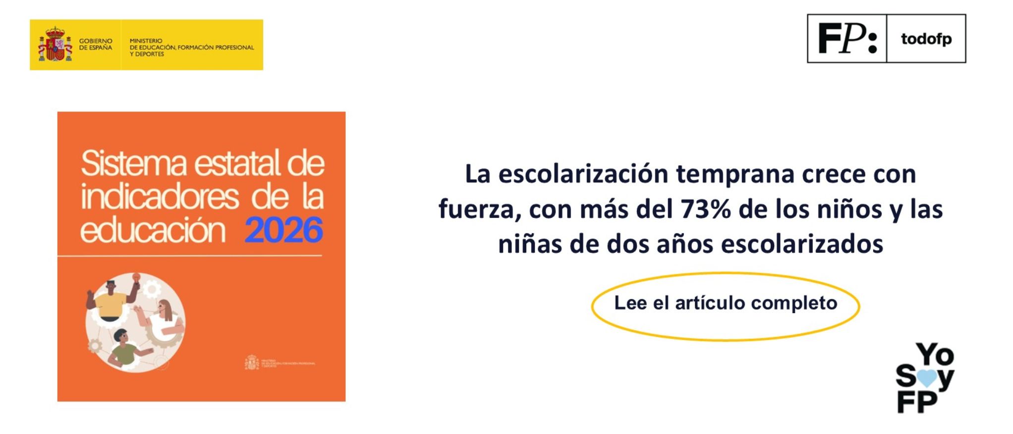 La escolarización temprana crece con fuerza, con más del 73% de los niños y las niñas de 2 años escolarizados