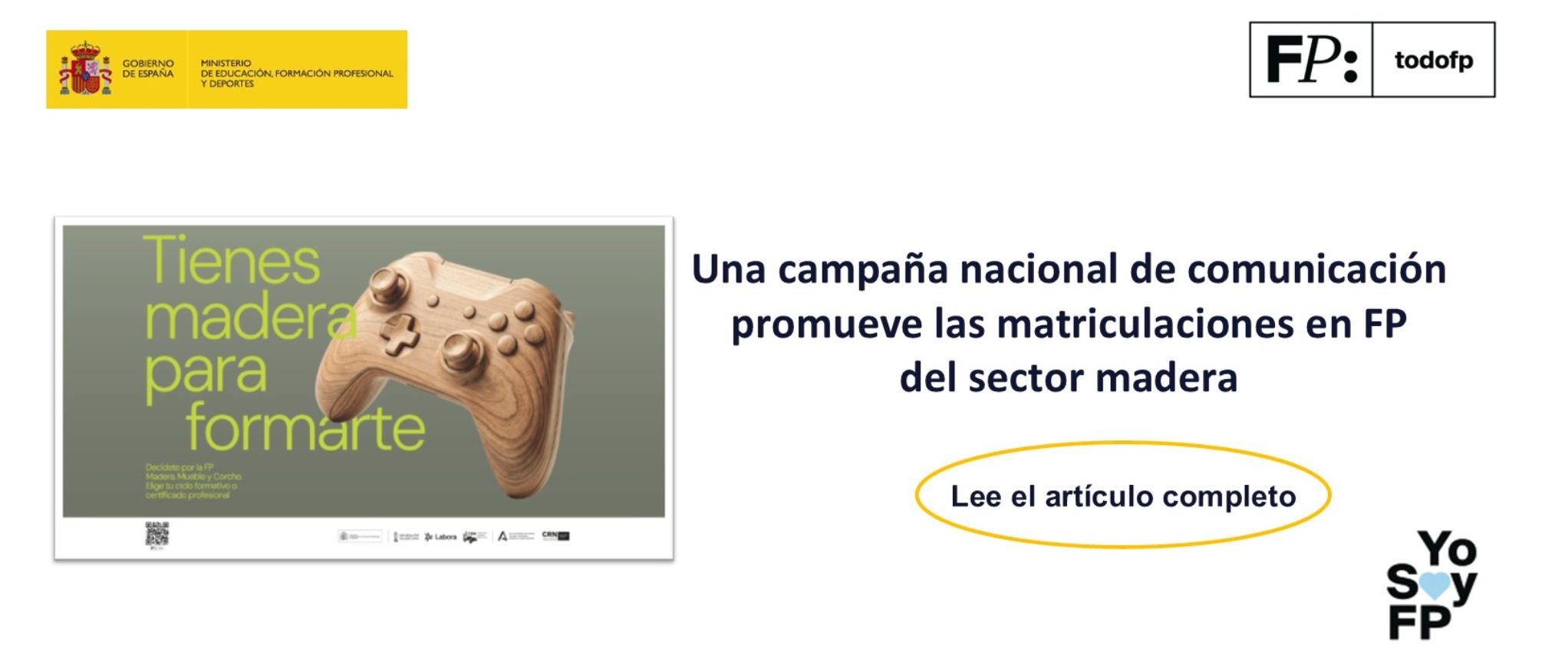 Una campaña nacional de comunicación promueve las matriculaciones en FP del sector madera