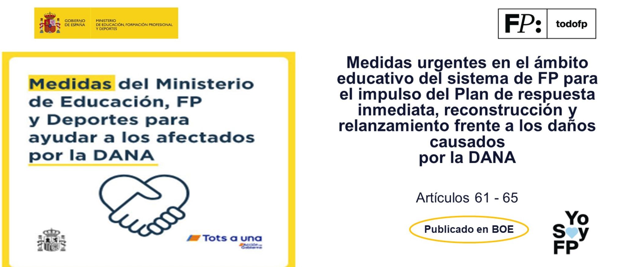 Publicadas BOE medidas urgentes ámbito educativo para impulso del Plan de respuesta inmediata, reconstrucción y relanzamiento daños causados por DANA